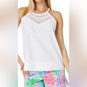 Lilly Pulitzer White NWT Britt Halter Tank Top size 10
